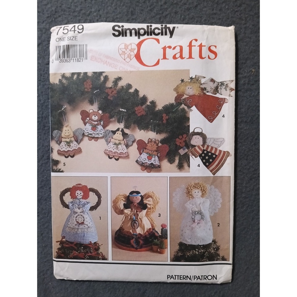 Simplicity Crafts 7549 Sewing Pattern Christmas Angels & Tree Toppers One Size